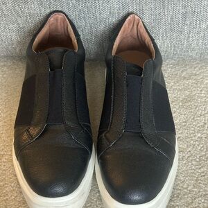 Paolo Black Leather Slip-On Platform Shoes